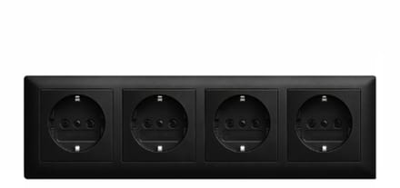 Busch-Jaeger - Stopcontact - Inbouw Wandcontactdoos Set 4 - Mat zwart