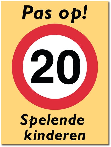 Spelende kinderen bord - Pas op! - Aluminium - 30 x 40 cm - Weerbestendig
