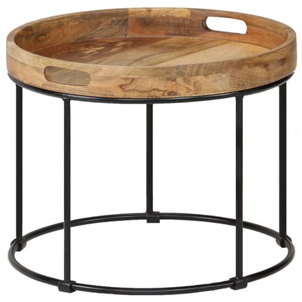 vidaXL - Salontafel - 50x40 - cm - massief - mangohout - en - staal