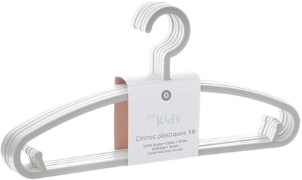 Atmosphera kunststof kinderkledinghangers 6 stuks - Grijs