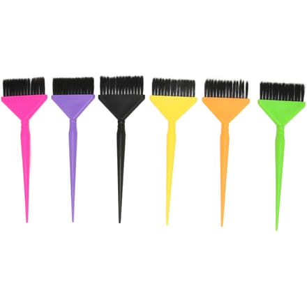 Lot de 6 pinceaux de coloration multicolores à longue queue pour salon et maison black