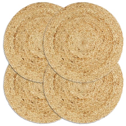 vidaXL Jute Placemats Set van 4 - Rond, 38 cm, Naturel