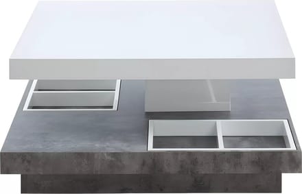 Vente-unique Salontafel FAUSTO II - Draaiblad - Wit gelakt MDF en beton