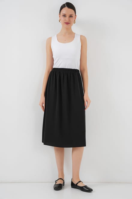 Midi Gebreide Elastische Taille Rok