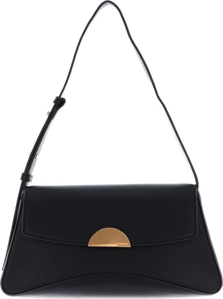 DKNY Leren Schoudertas Luna Flap Shoulder Bag Blk / Gold Zwart