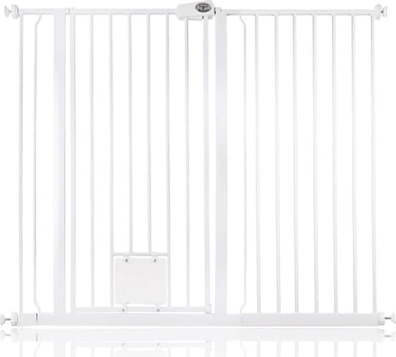 Bettacare Hoog Hek met Kattenluik, 126,7cm - 134,3cm, Wit, 104cm Hoog