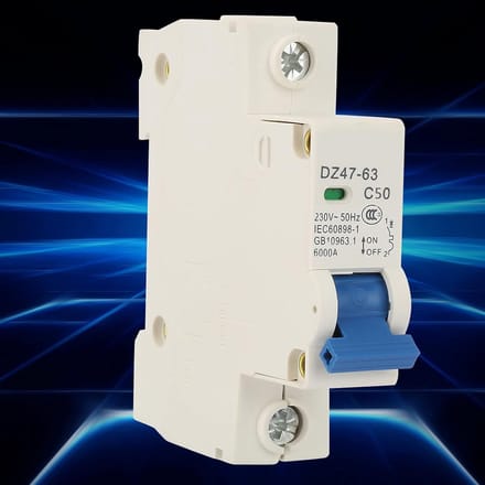 1-polige automaat 50A zekering voor stroombeveiliging AC 230V