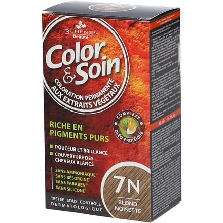 Les 3 Chênes Les 3 Chènes Color & Soin verzorgende haarverf 7N hazelnootblond 135 ml