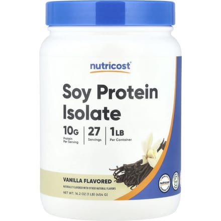 Nutricost, soja-eiwitisolaat, vanille, 1 lb (454 gr)