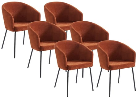 Vente-unique Set van 6 stoelen met armleuningen van stof en metaal - Terracotta - MORONI