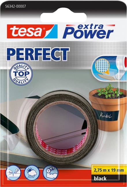 Tesa Duct Tape Extra Power Perfect - Zwart - 2,75m X 19mm
