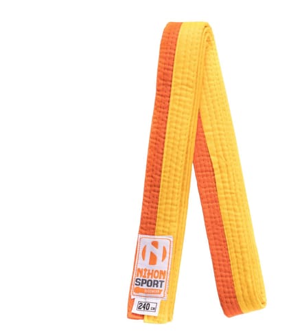 Tweekleurige judo- en karateband Nihon | stevige kwaliteit | Geel / Oranje (Maat: 280)