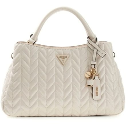 GUESS handtas schoudertas Cheryl Triple Compartment Satchel Stone crème