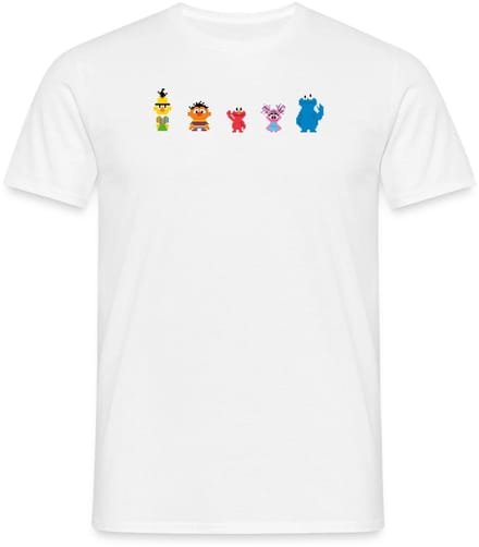 Sesamstraat Pixelontwerp Personages T-Shirt Heren