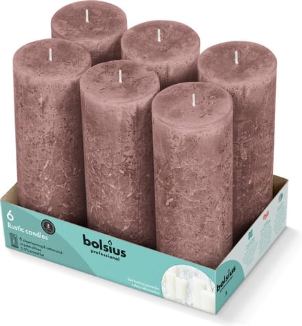 Bolsius - Rustieke Stompkaarsen 190/68 - Suede Brown - 6 stuks