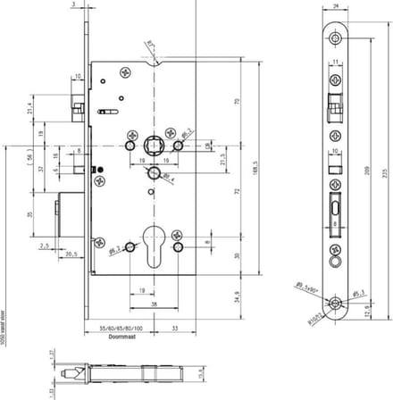 Effeff Centraalslot Anti-Paniek 2724CE/17U - DM 60 - PC 72 - D1/2/3/4