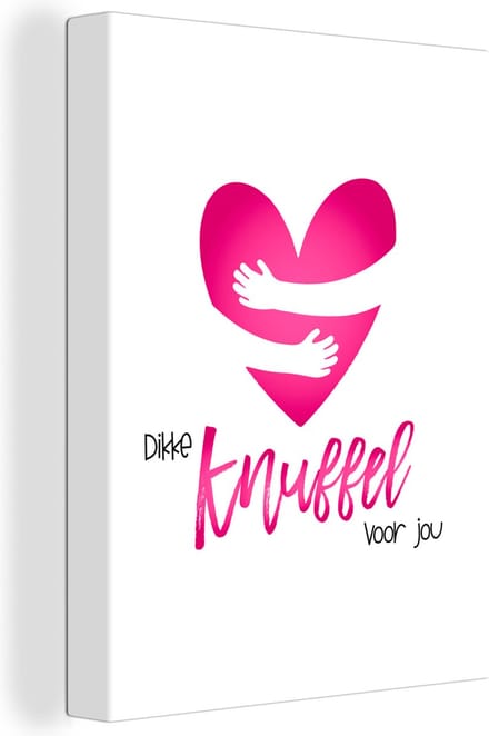 Canvas Schilderij Beterschap - Spreuken - Roze - Knuffel - 30x40 cm - Wanddecoratie