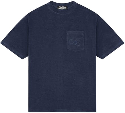 Malelions emblem towelling t-shirt in de kleur marine.
