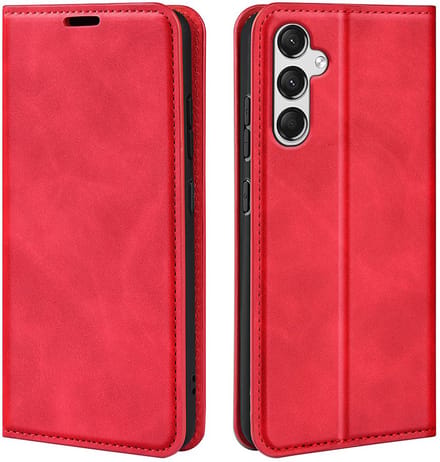 MobyDefend Hoesje - Geschikt voor Samsung Galaxy A25 - Luxe Wallet Bookcase (Magnetische Sluiting) - Rood