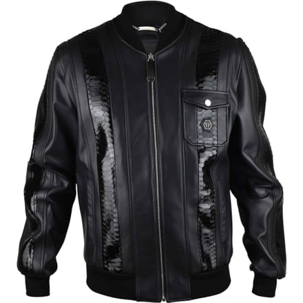 Philipp Plein Leren jas Zwart