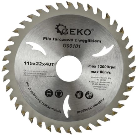 GEKO Cirkelzaagblad - 115 mm - 40T - Tungsten Carbide - Voor diverse materialen