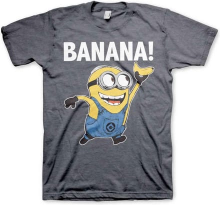 Minions Heren Tshirt -M- Banana! Grijs