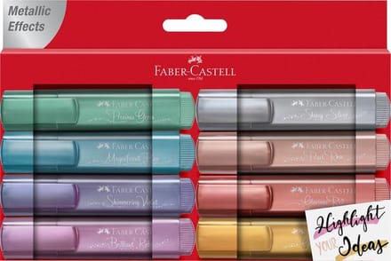 Faber-Castell tekstmarker - 8 stuks - metallic - markeerstift - FC-154689