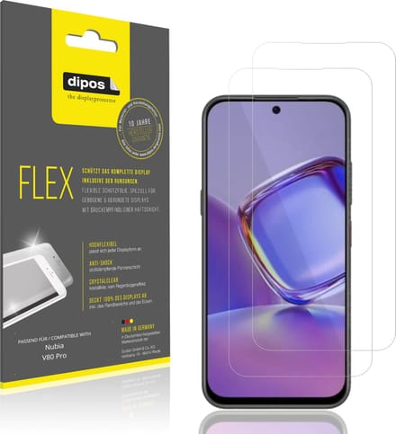 dipos – 2x Beschermfolie geschikt voor Nubia V80 Pro | 3D Full Cover Screenprotector | 100% Passend