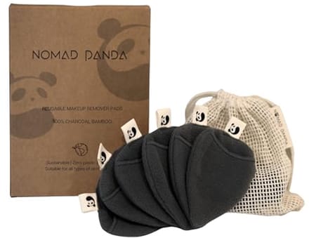 Wasbare Make-up Verwijder Pads - 100% Bamboe Charcoal, 6 Stuks + Opbergtas