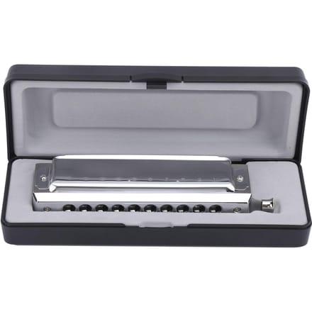 Chromatische Mondharmonica 10 Gaats 40 Tonen Dubbelzijdig Polyfoon Spelen Mondorgel Zilver