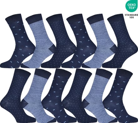 GIANVAGLIA Heren Sokken Print-Effen 12-pack - Maat 39-42