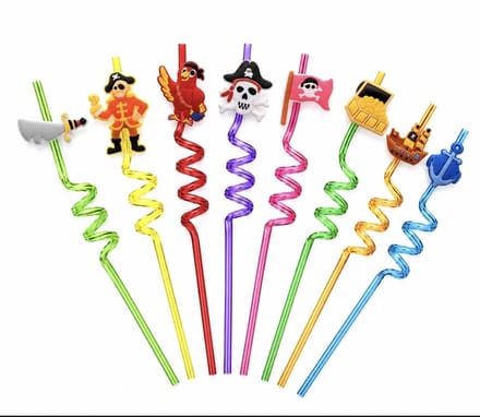 Piraten Rietjes - Herbruikbaar - Plastic - 8 stuks