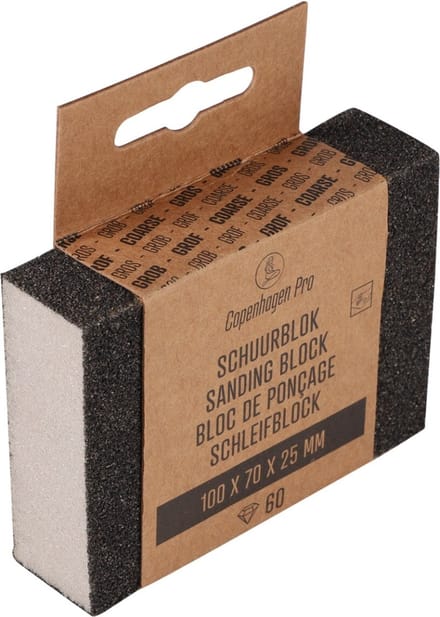 Copenhagen Pro schuurblok - grof (K60) - droog & nat - herbruikbaar - 10 x 7 x 2.5 cm