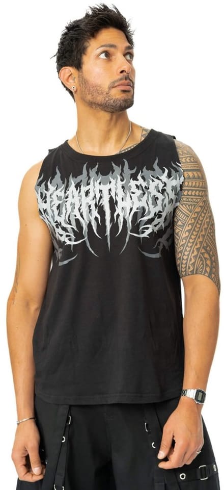Heartless - Akumu Mouwloos shirt - S - Zwart/Grijs