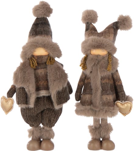 J-Line figuur Jongen + Meisje - polyresin - mix - small - 2 stuks