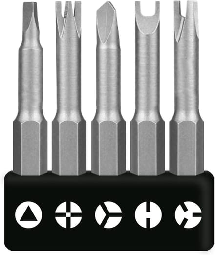 Speciale Schroevedraaierset met 5 Stukken, Inclusief Driehoekige en Speciale Bits, 50mm Lengte