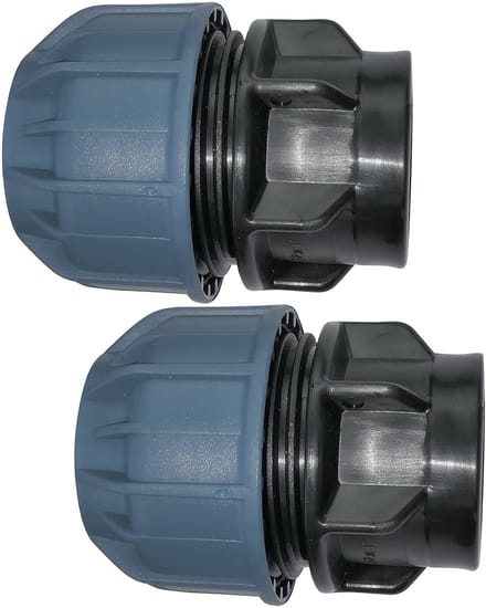 Allecto - Set van 2 Draadhulzen - Rechte Compressiereductie - 1 inch Binnendraadaansluiting - Ø32mm Buis - Polypropyleen - Verbindingselementen