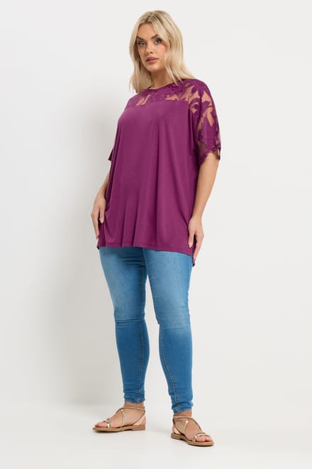 Yours Roze Bloemenprint Burnout Boxy Tshirt Size 44