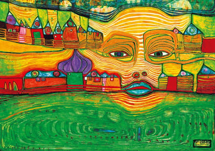 Bluebird Puzzle puzzel Hundertwasser - Irinaland over the Balkans 1000 stukjes.