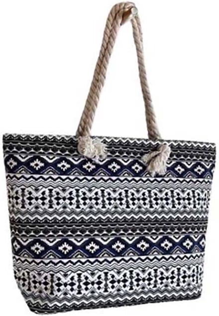 Strandtas Shopper Weekendtas Blauw-Wit
