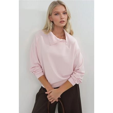 Ontspannen Pasvorm Ritskraag Sweatshirt