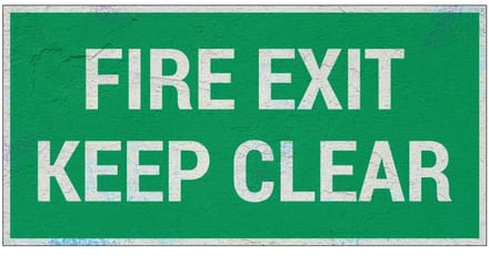 Fire exit keep clear bord | Forex Re materiaal | 20 x 10 cm