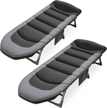 Inklapbaar Veldbed met Matras - Verstelbare Rugleuning voor Camping en Logeren
