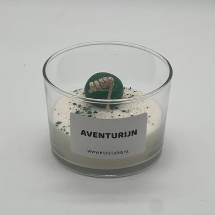 Kaars in glazen pot - edelsteen - Aventurijn