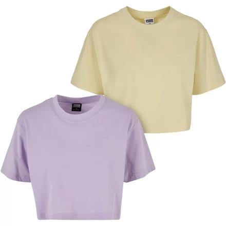 Urban Classics - Short Oversized 2-Pack Crop top - 3XL - Paars/Geel