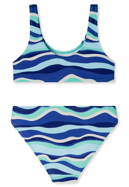 Bustier-bikini-set met golven, UV-bescherming 40+, blauwgroen - aquablauw 152