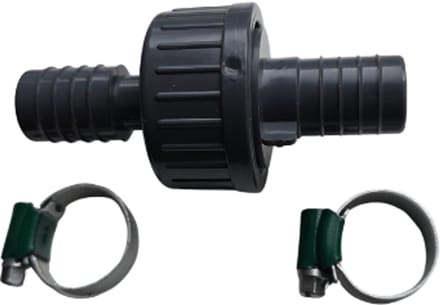 PVC terugslagklep met tule 21 mm + 2 Slangklemmen