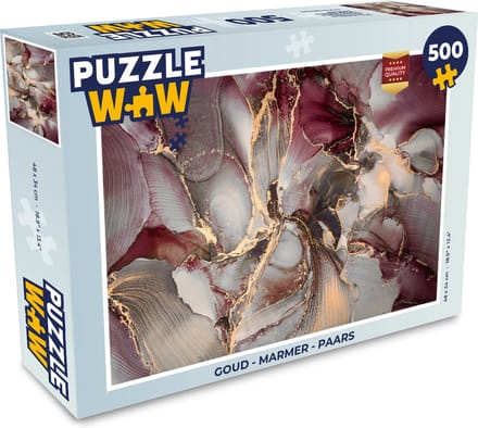 Puzzel Goud - Marmer print - Paars - Legpuzzel - Puzzel 500 stukjes
