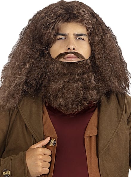 FUNIDELIA Hagrid pruik met baard voor mannen - Bruin