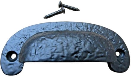 Textured Cabinet Cup Pull Handle Black Antique